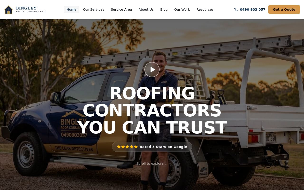 Bingley Roof Consulting website
