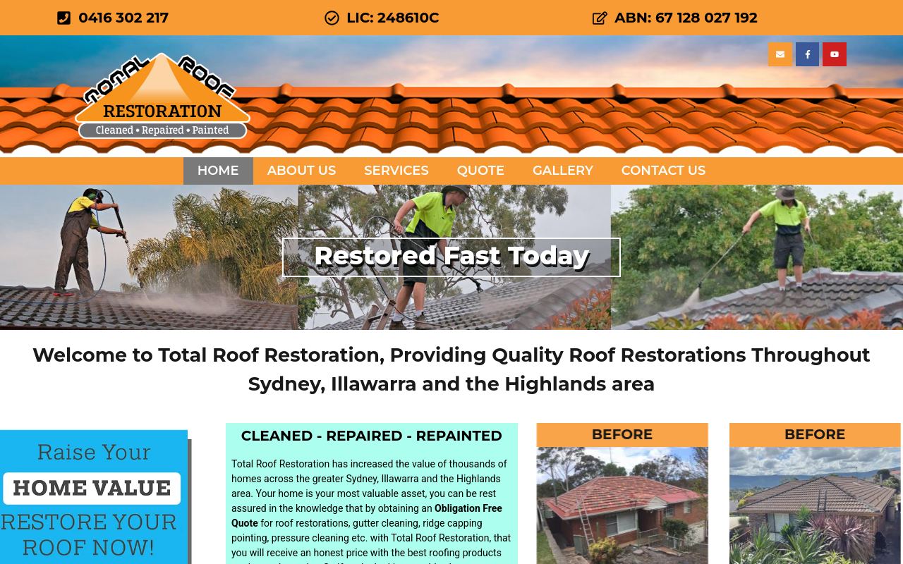 Total Roof Restoration website preview