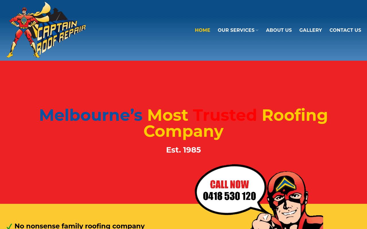 Captain Roof Repair website preview