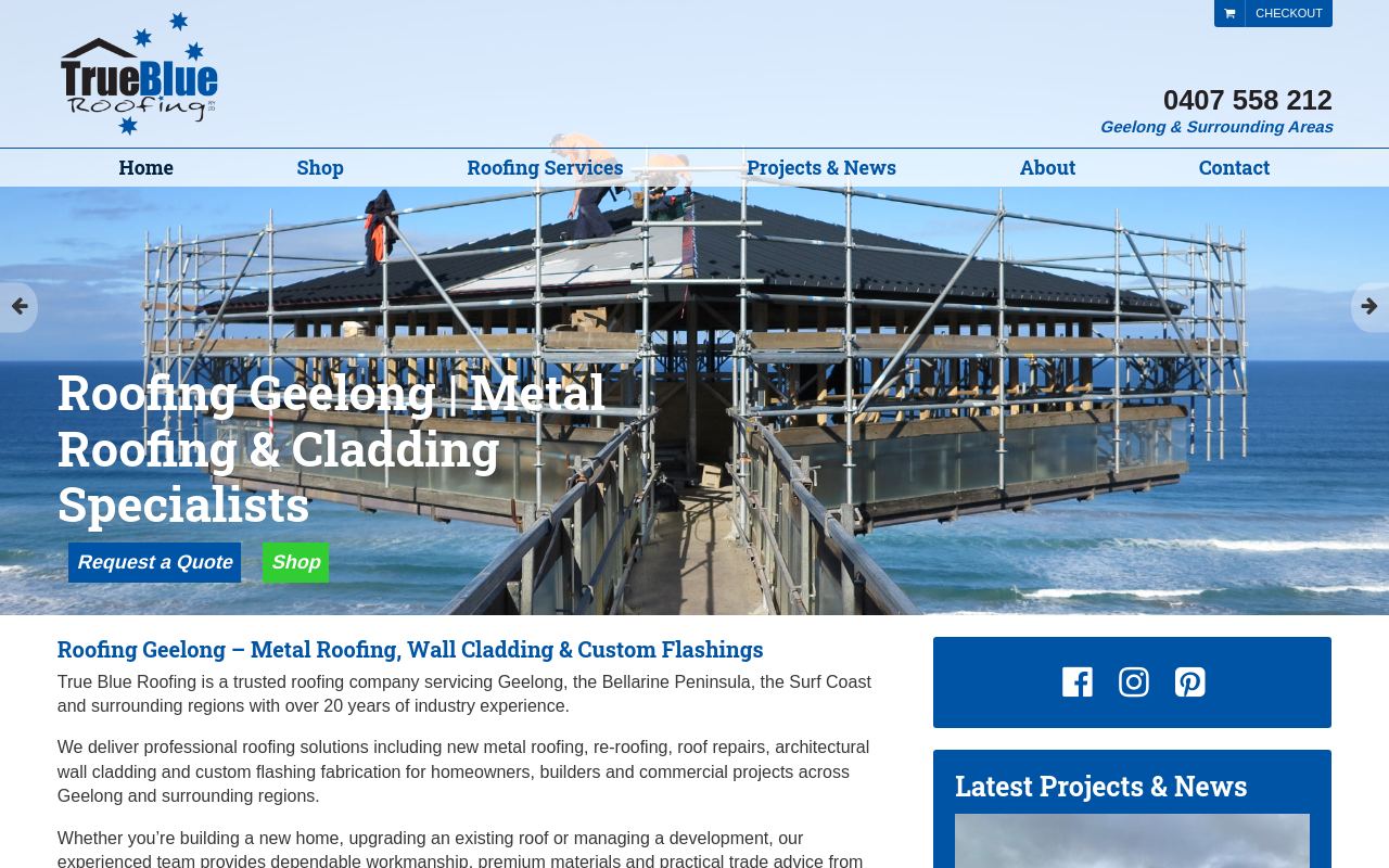 True Blue Roofing website