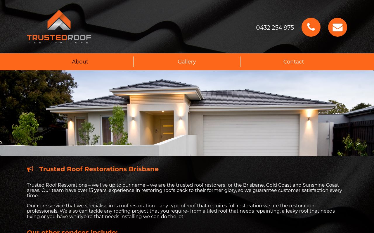 Trusted Roof Restorations website preview