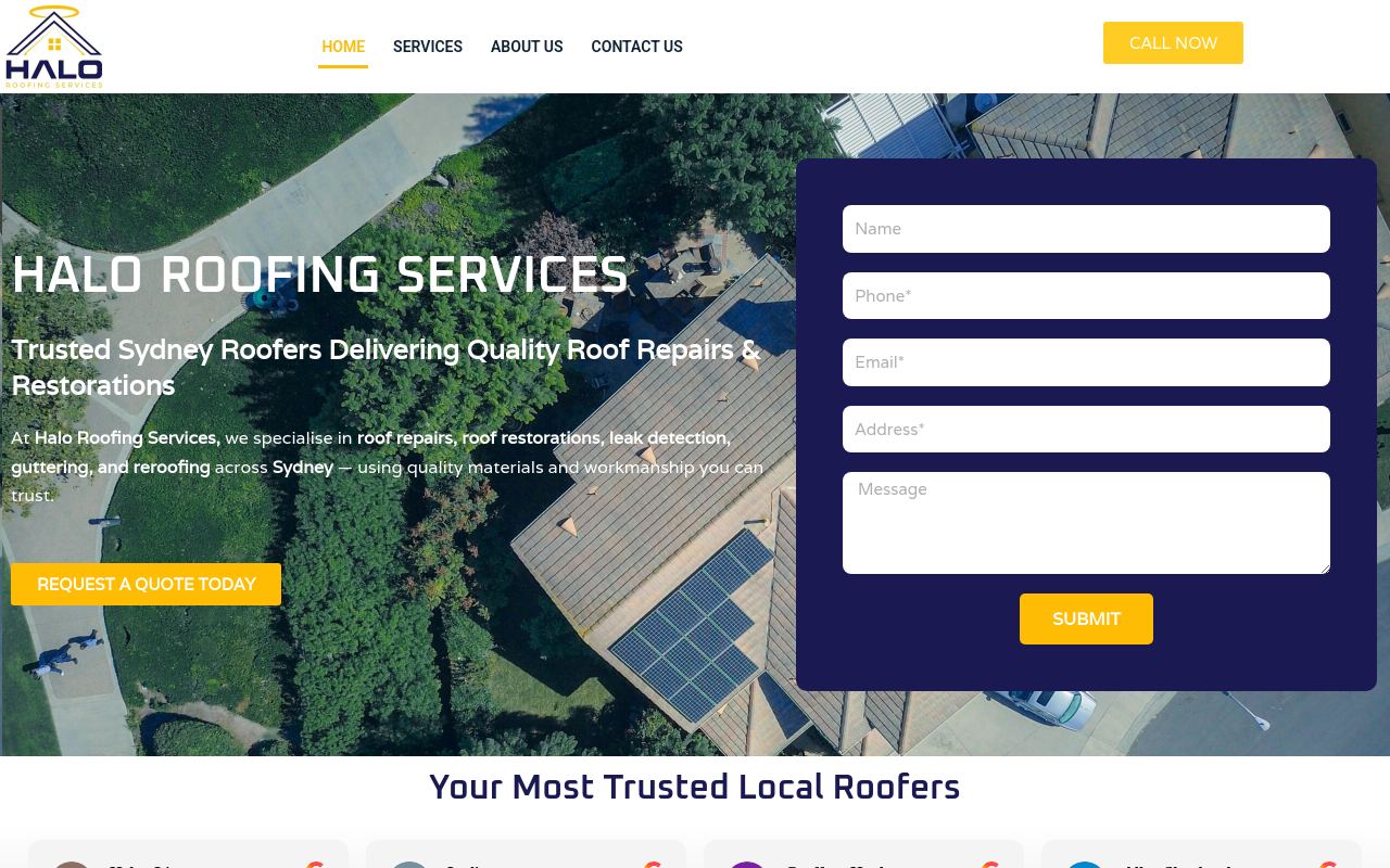 Halo Roofing Services website