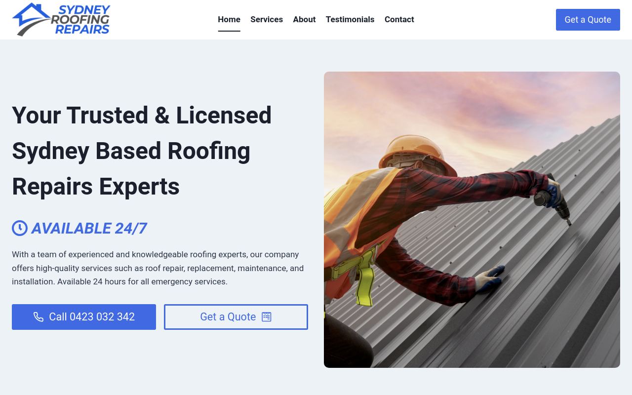 Sydney Roofing Repairs website preview
