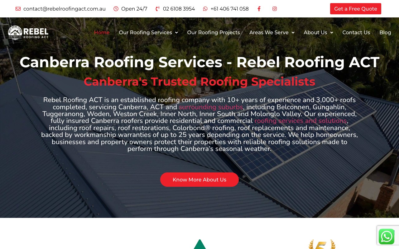 Rebel Roofing ACT website