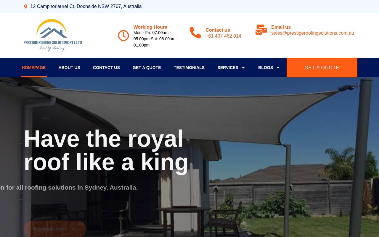 Prestige Roofing Solutions Pty Ltd website