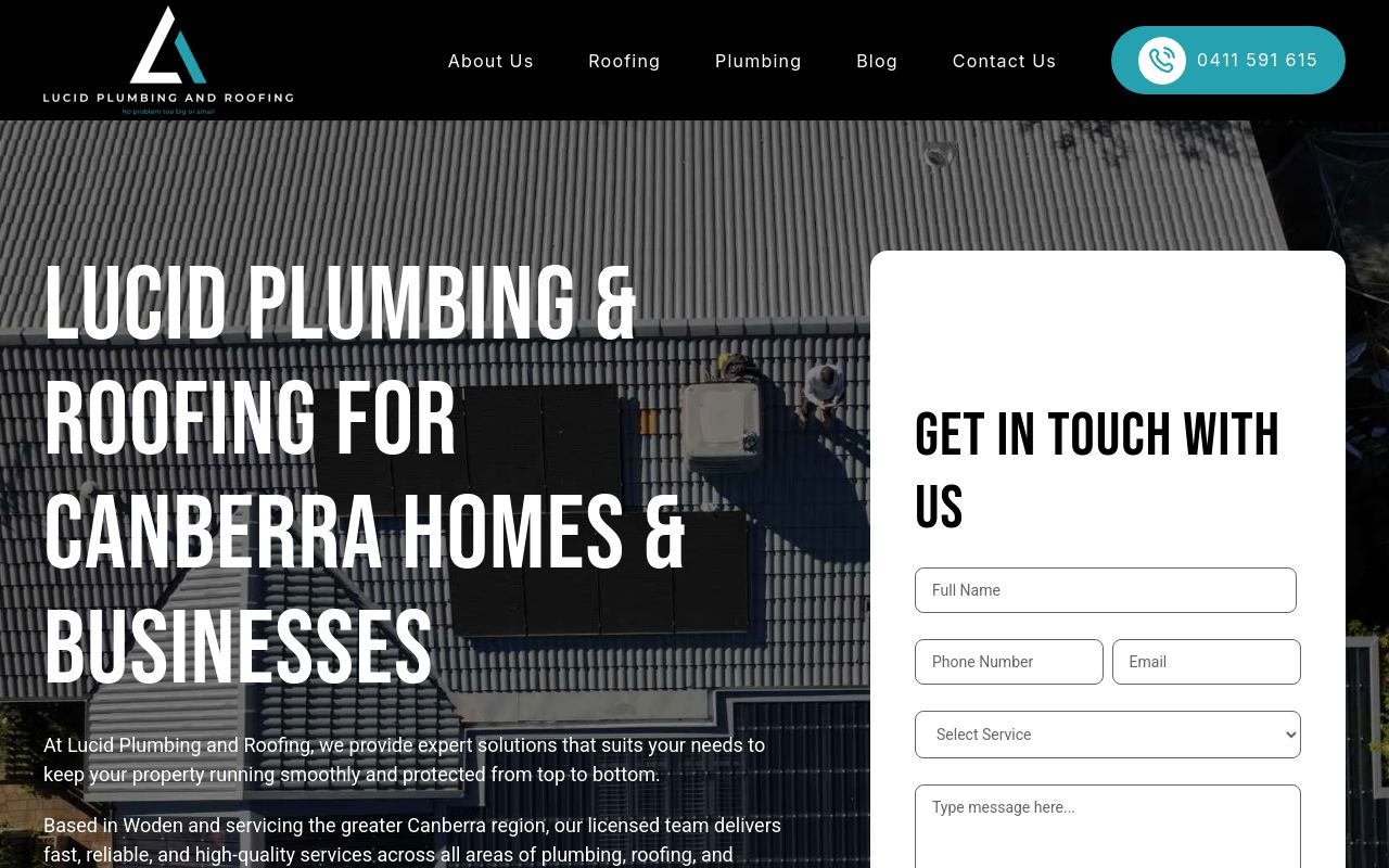 Lucid Plumbing and Roofing website preview