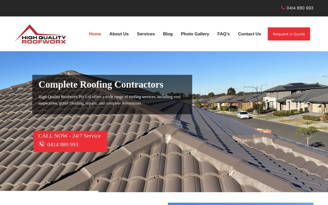 High Quality Roofworx website