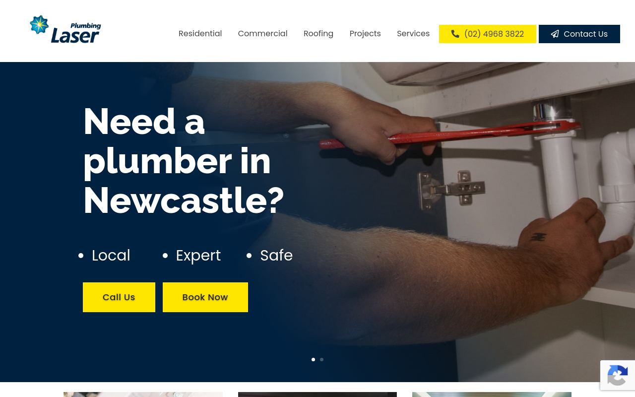 Laser Plumbing and Roofing Newcastle website preview