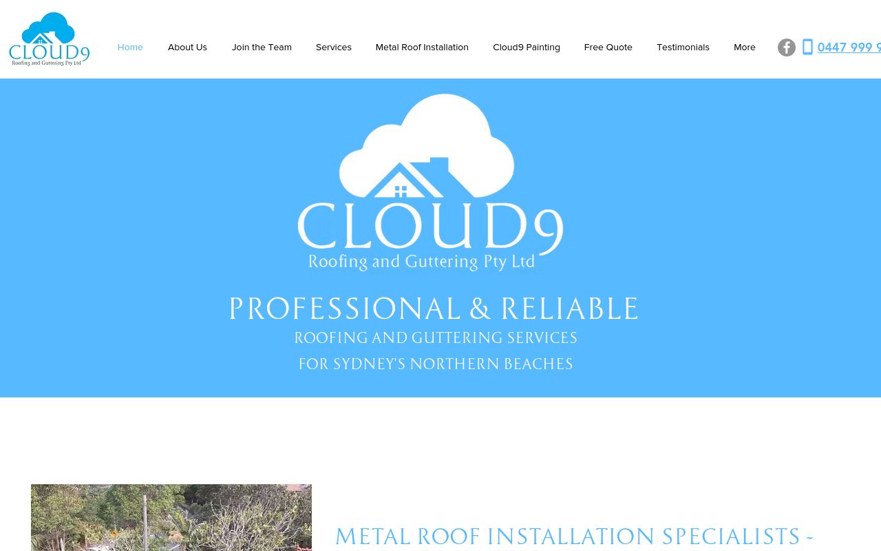 Cloud9 Roofing & Guttering website