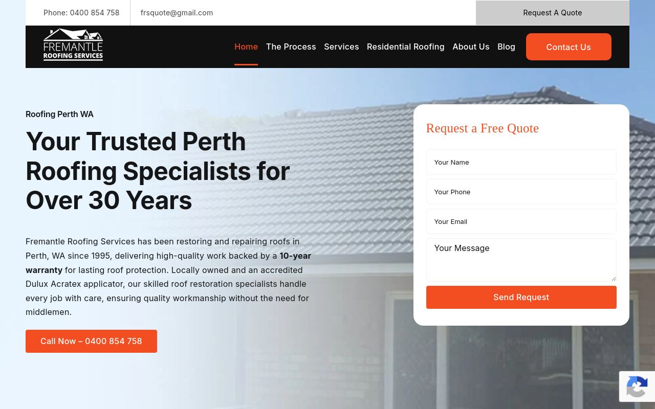 Fremantle Roofing Services website preview