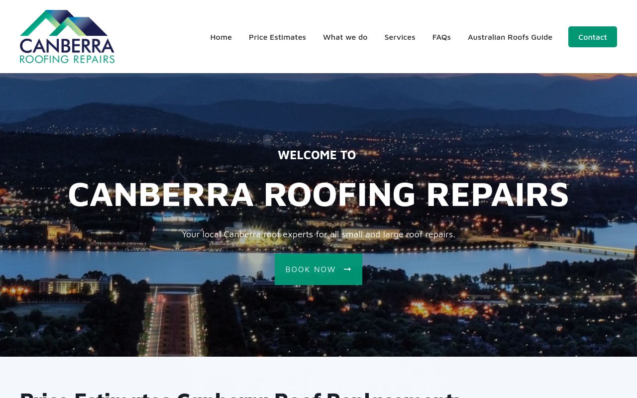 Canberra Roofing Repairs website preview