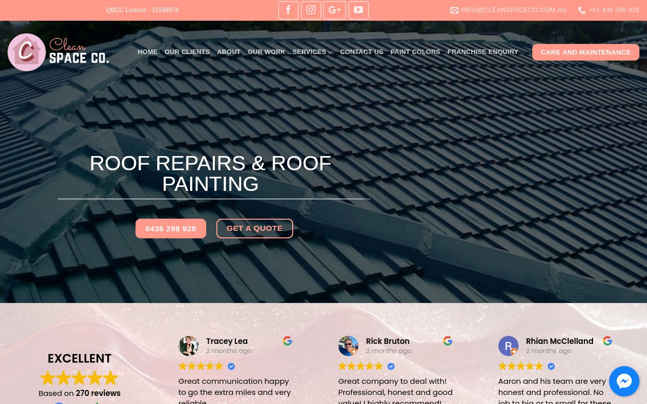 Clean Space Co Pty ltd | Roof Restoration Gold Coast website preview
