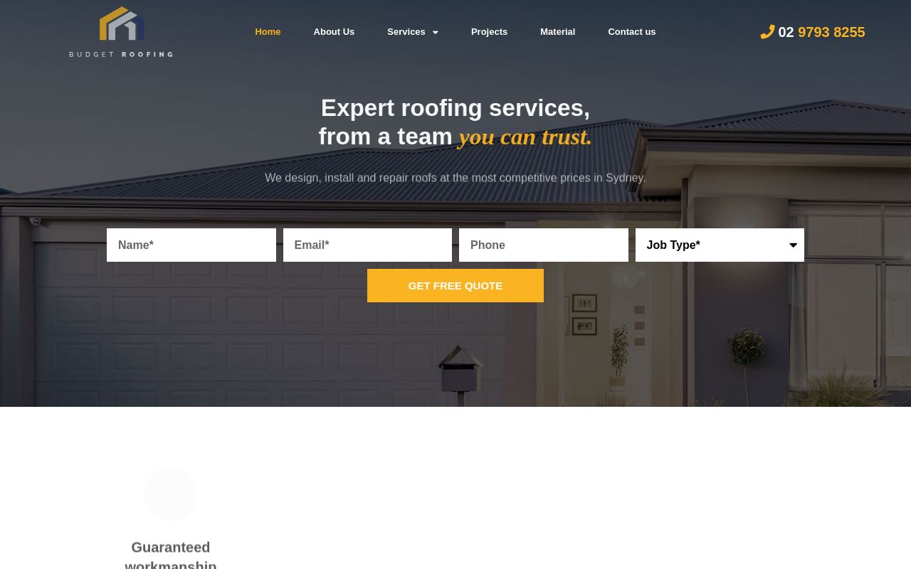 Budget Roofing website