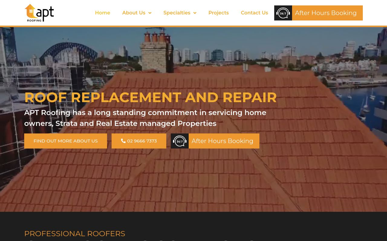 Apt Roofing Pty Ltd website preview