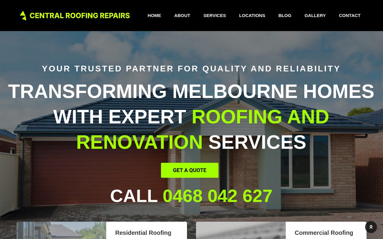 Central Roofing and Repairs website preview