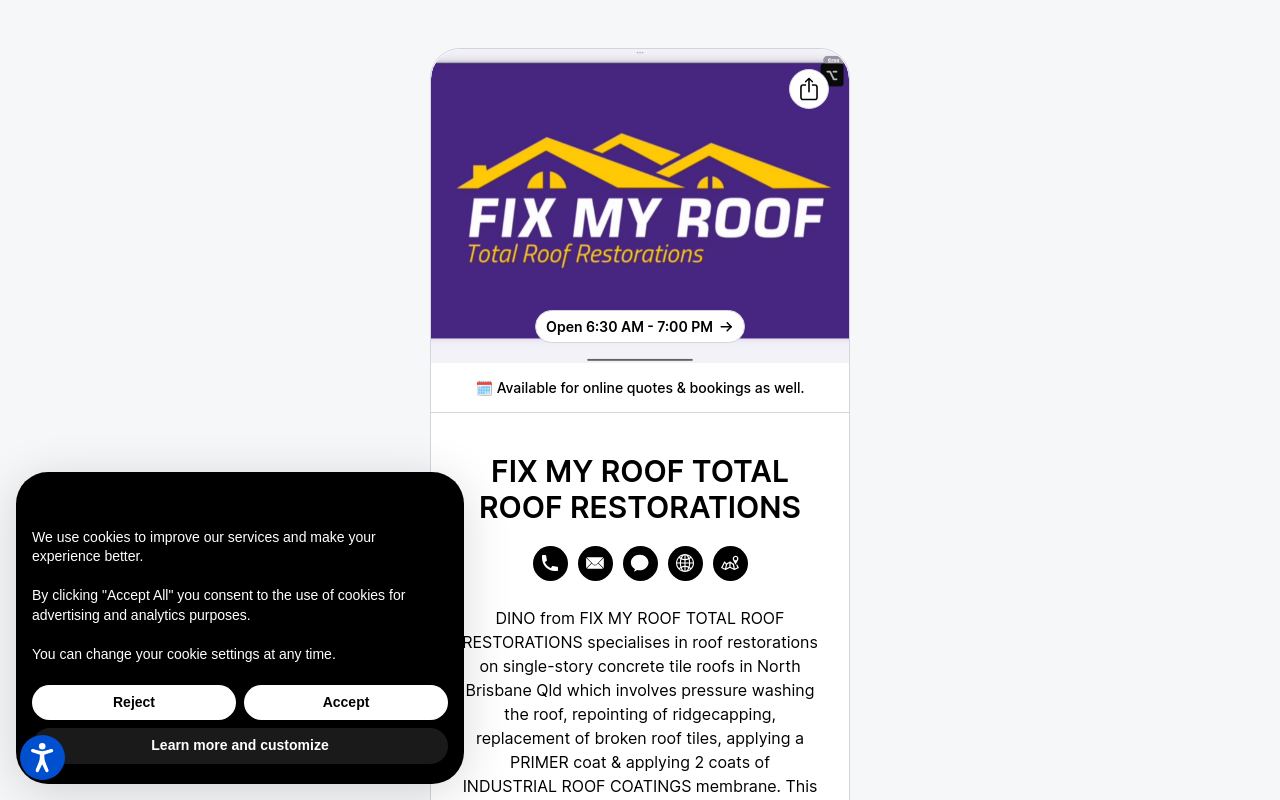 FIX MY ROOF Total Roof Restorations website preview