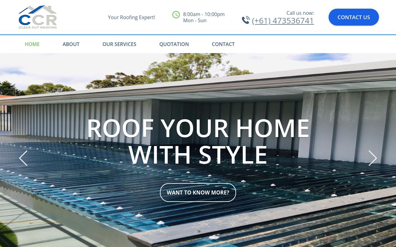 Clear Cut Roofing website preview