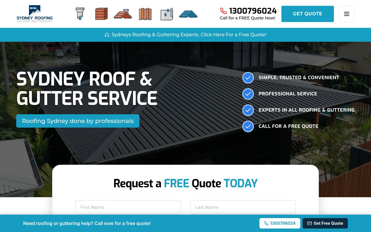 Sydney Roofing and Gutters website