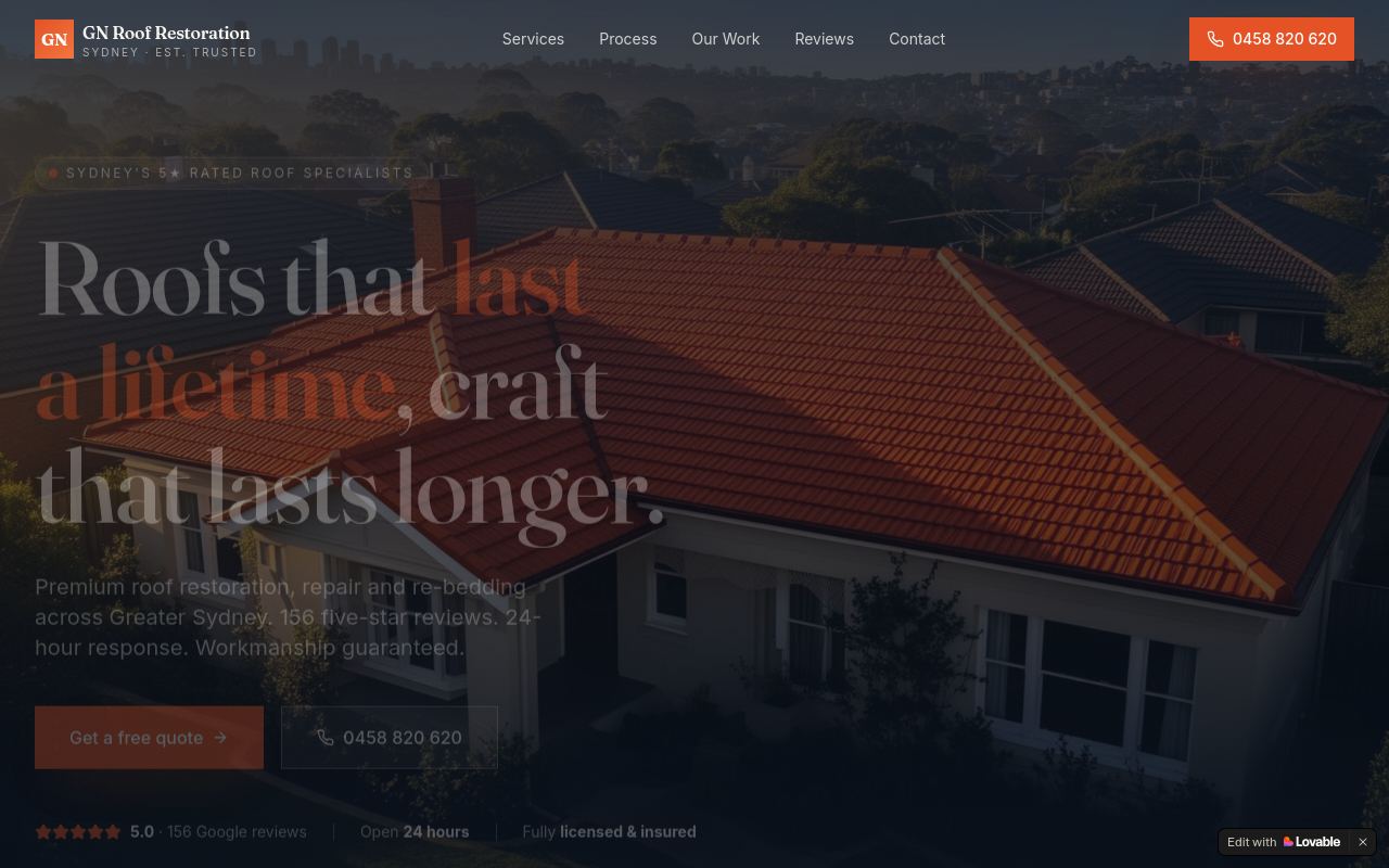 GN Roof Restoration Sydney Pty LTD website