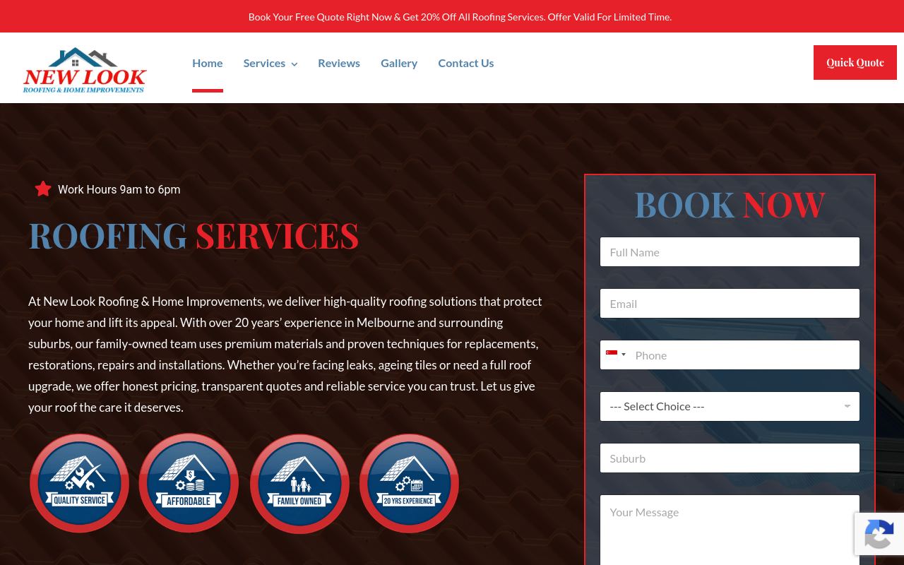 New Look Roofing & Home Improvements website preview