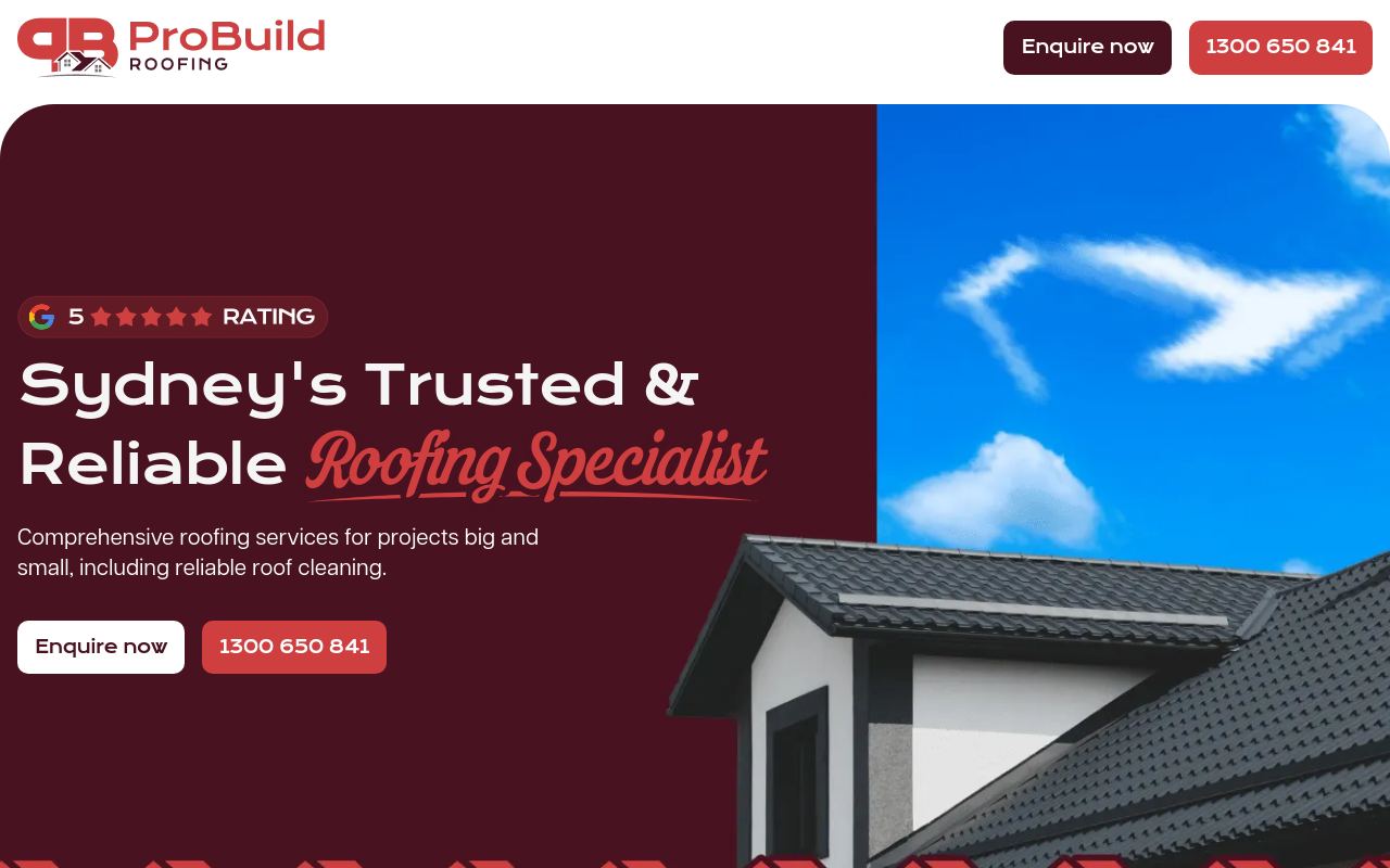 ProBuild Roofing website