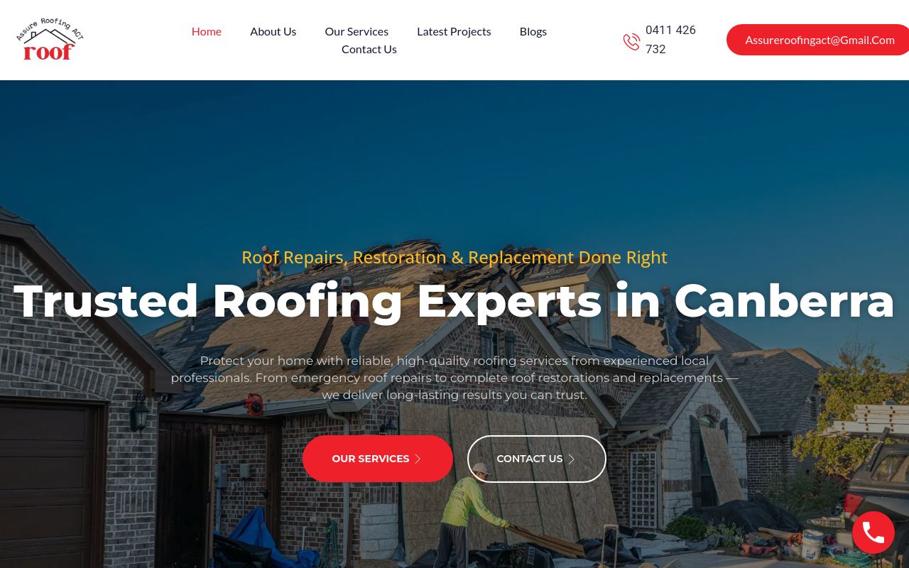 Assure Roofing act website preview