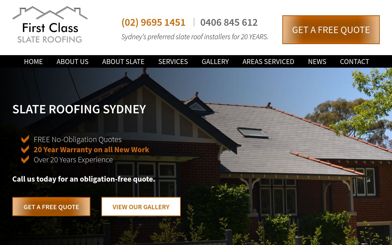 First Class Slate Roofing website