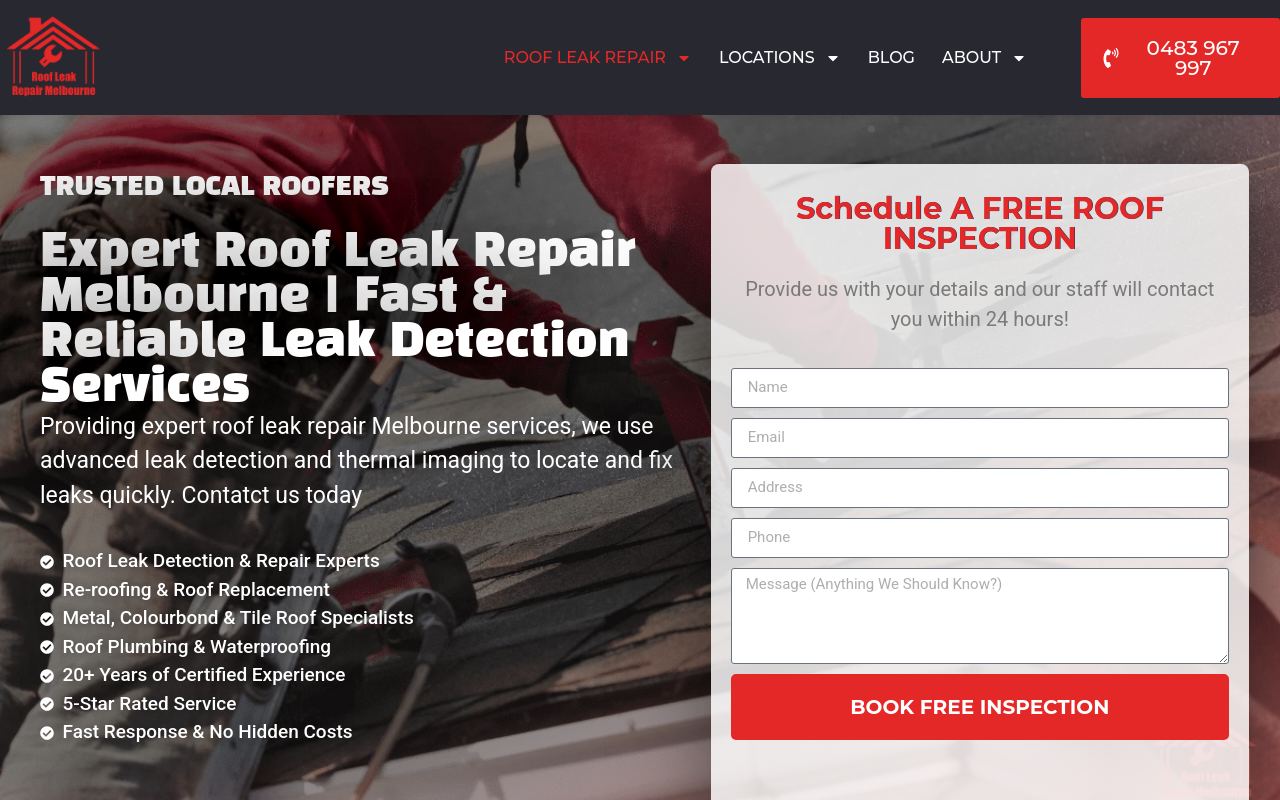 Roof Leak Repair Melbourne website preview