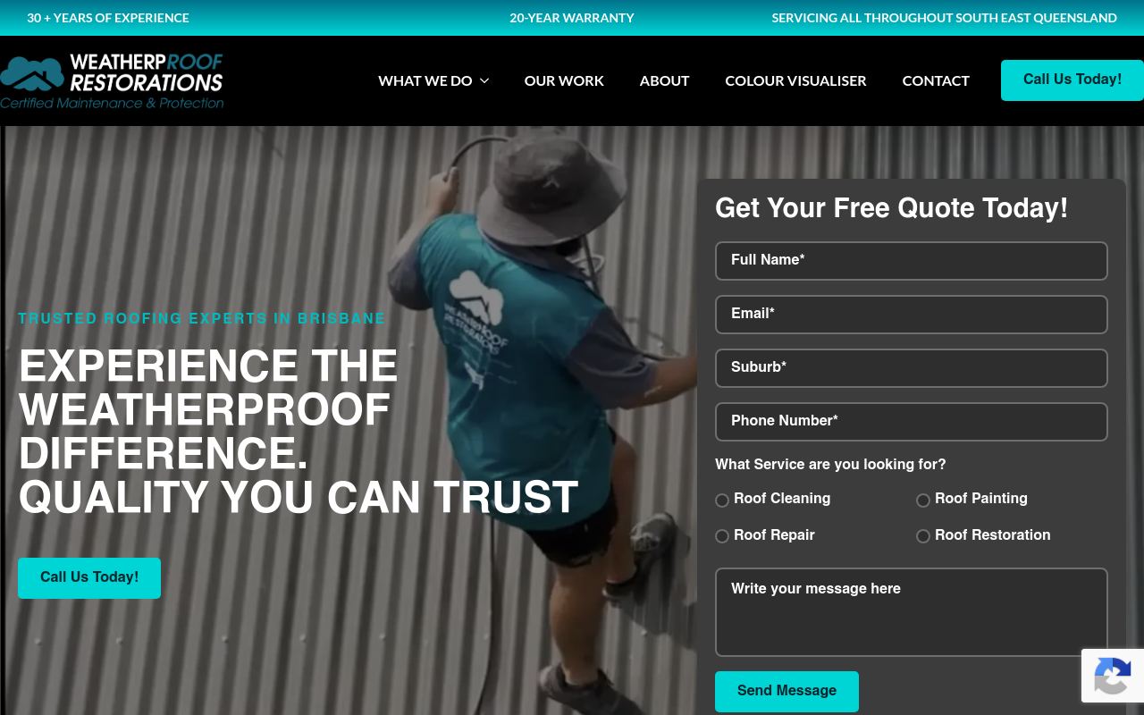 WeatherpRoof Restorations website preview
